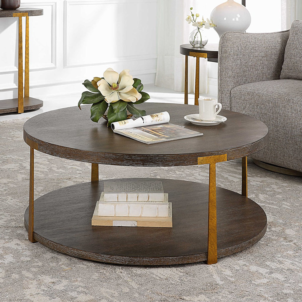Palisade Round Wood Coffee Table - Bombay Mercantile
