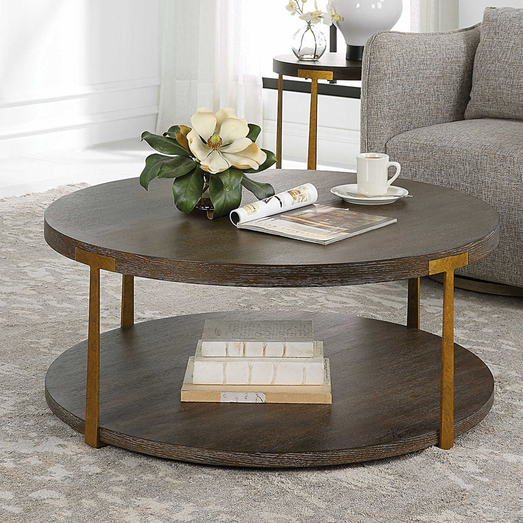 Palisade Round Wood Coffee Table - Bombay Mercantile