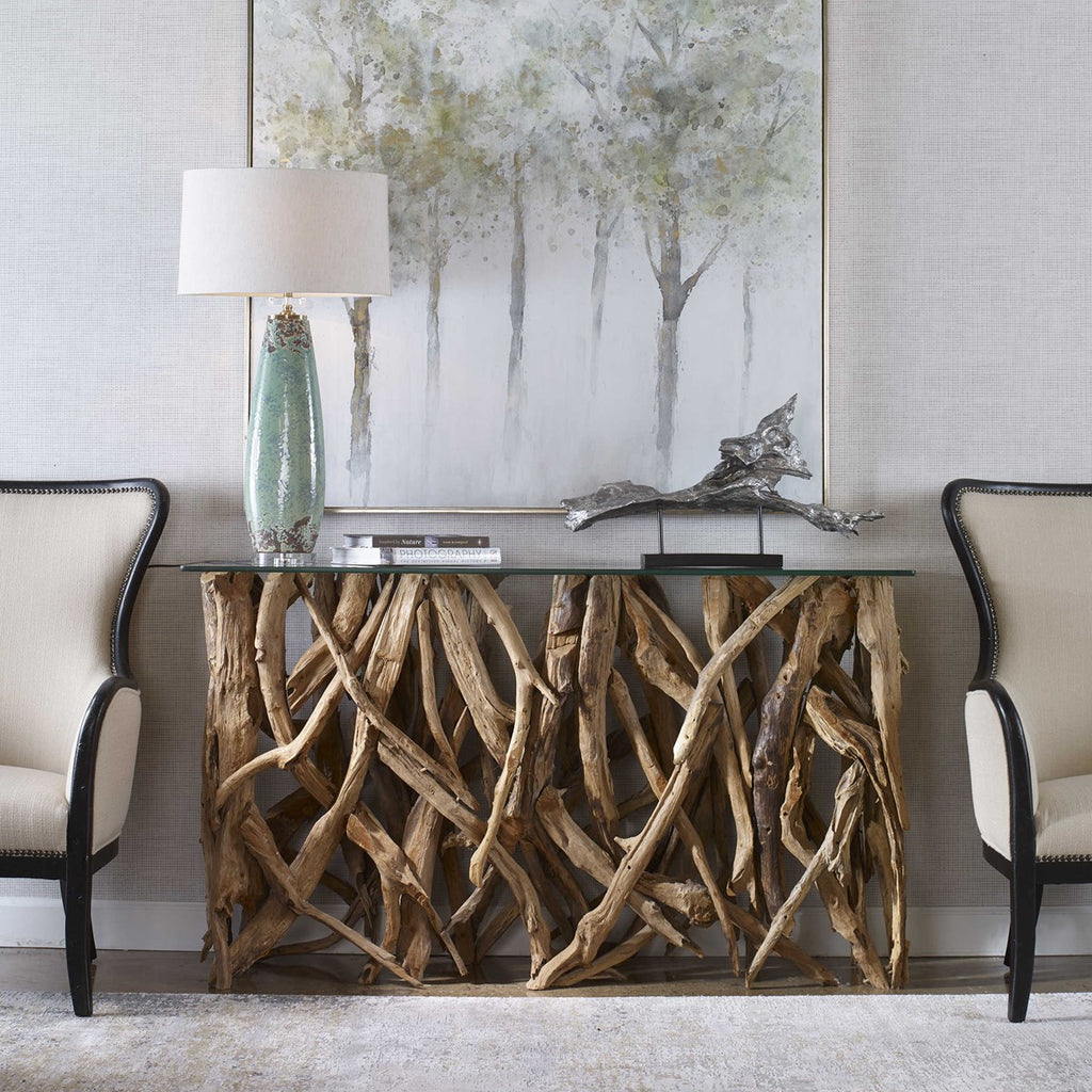 Teak Wood Console - Bombay Mercantile