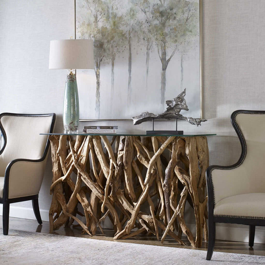 Teak Wood Console - Bombay Mercantile