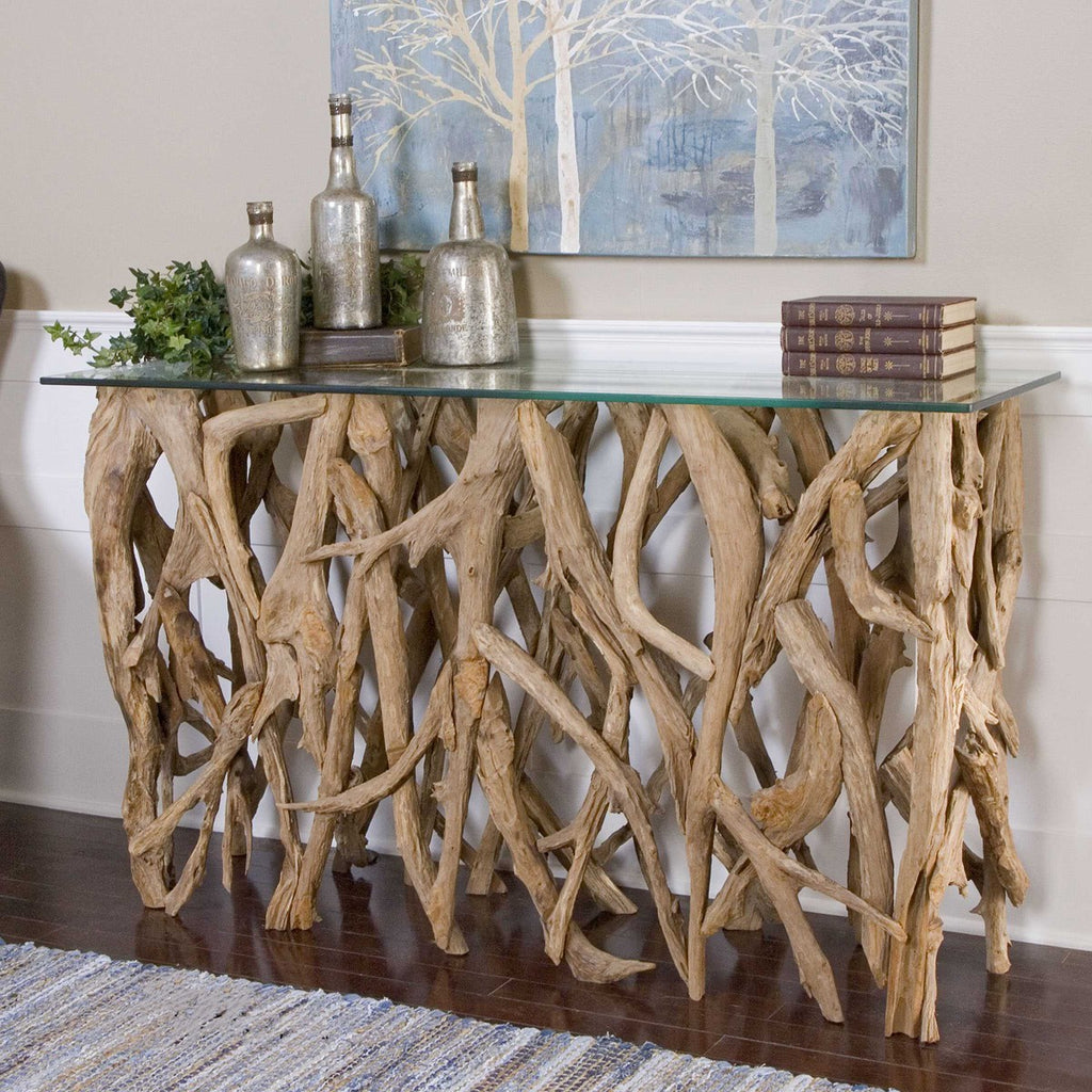 Teak Wood Console - Bombay Mercantile