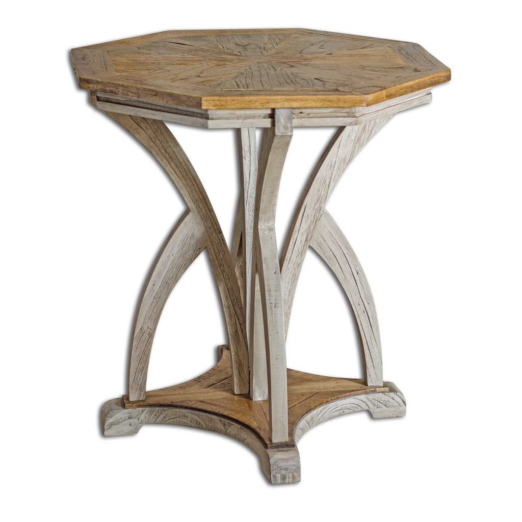 Ranen Aged White Side Table - Bombay Mercantile