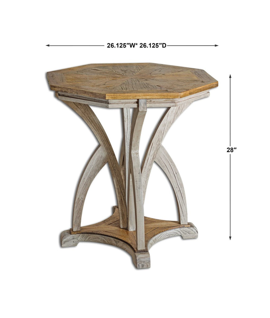 Ranen Aged White Side Table - Bombay Mercantile