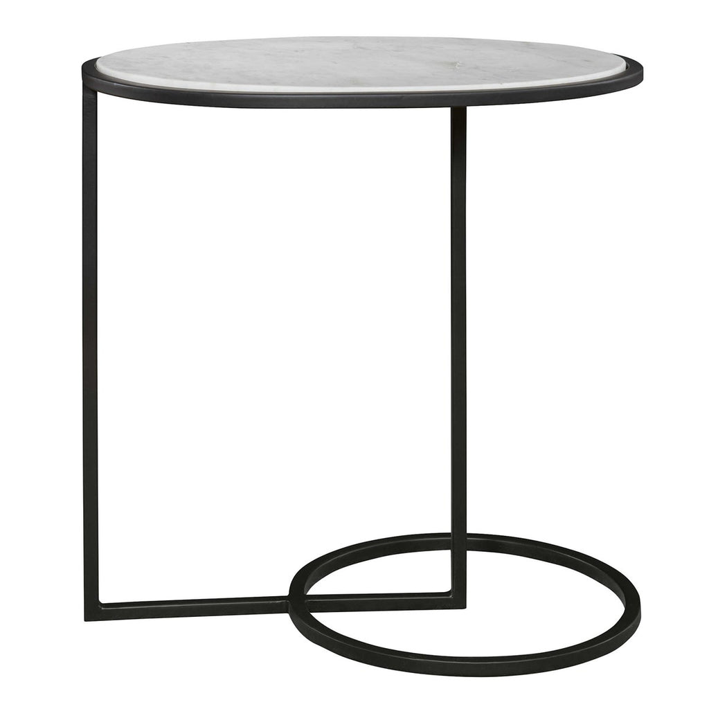Twofold White Marble Accent Table - Bombay Mercantile