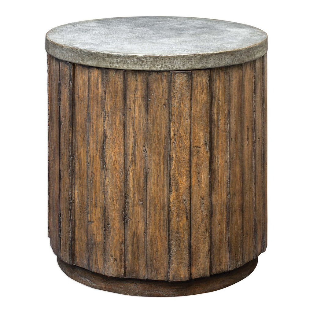 Maxfield Wooden Drum Side Table - Bombay Mercantile