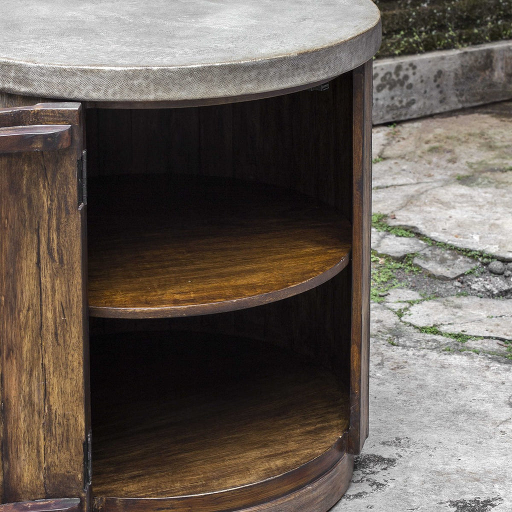 Maxfield Wooden Drum Side Table - Bombay Mercantile