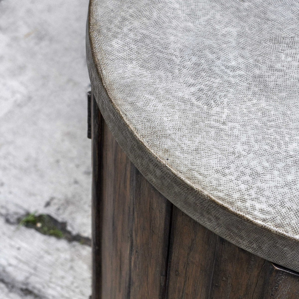 Maxfield Wooden Drum Side Table - Bombay Mercantile