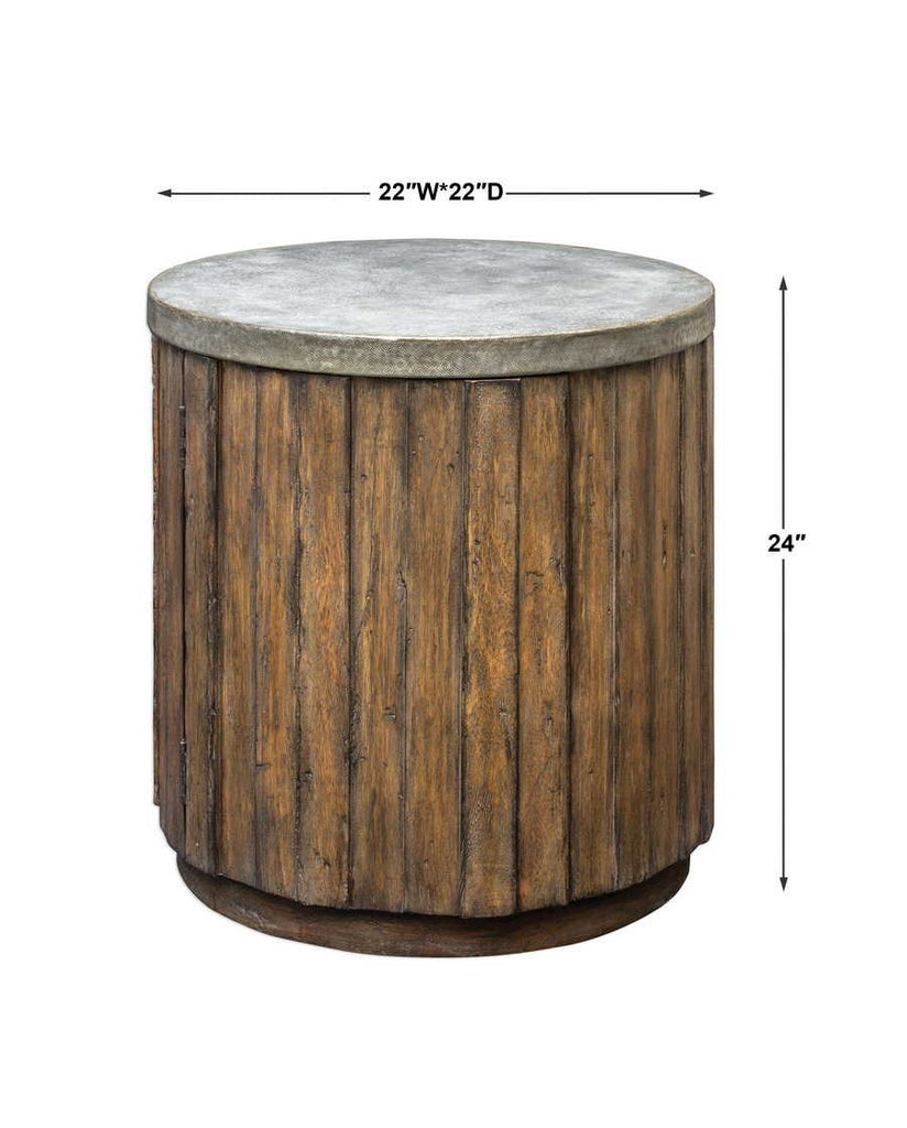 Maxfield Wooden Drum Side Table - Bombay Mercantile