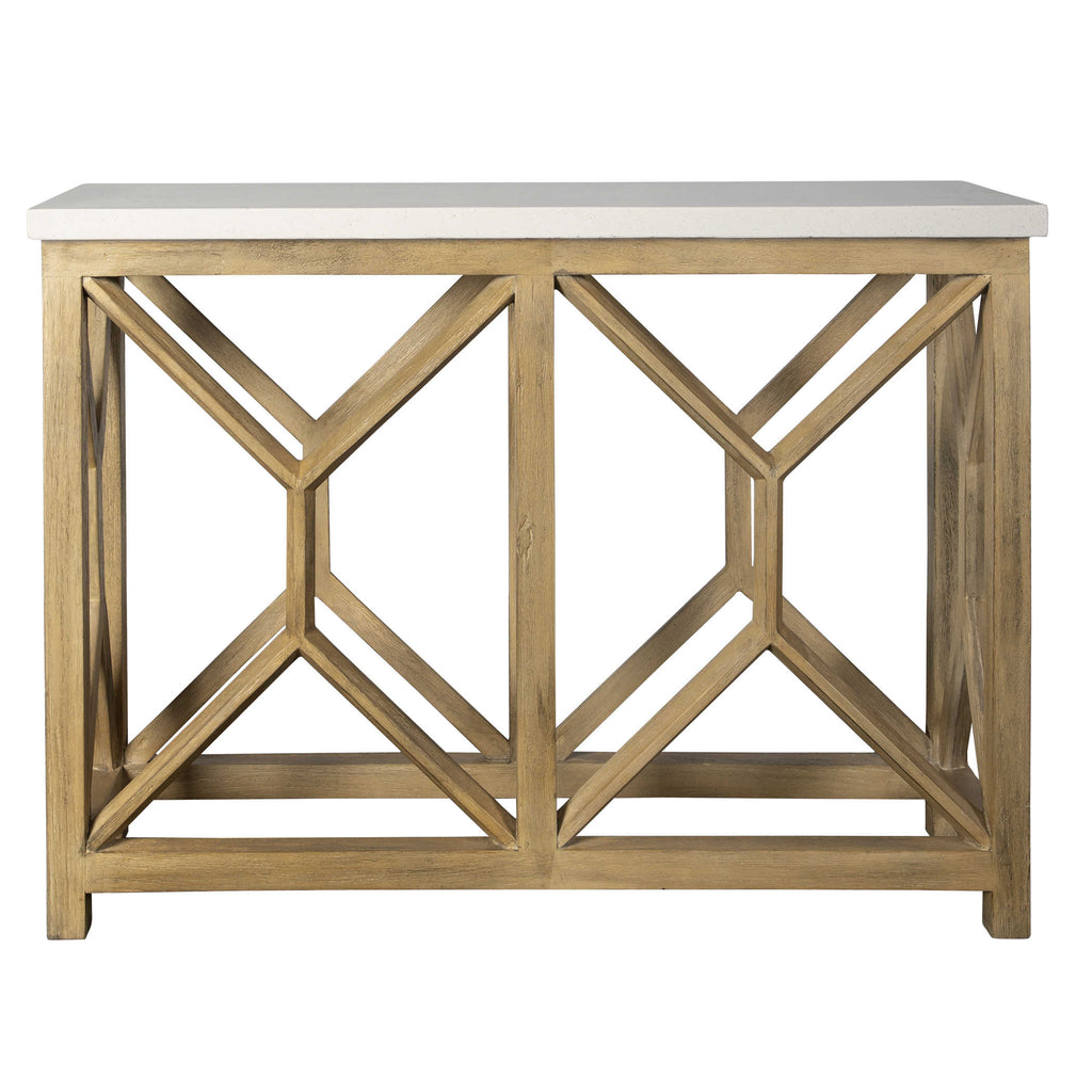 Catali Ivory Stone Console Table - Bombay Mercantile
