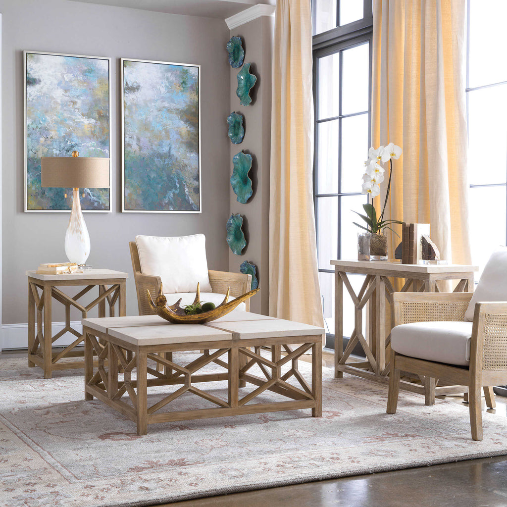 Catali Ivory Stone Console Table - Bombay Mercantile
