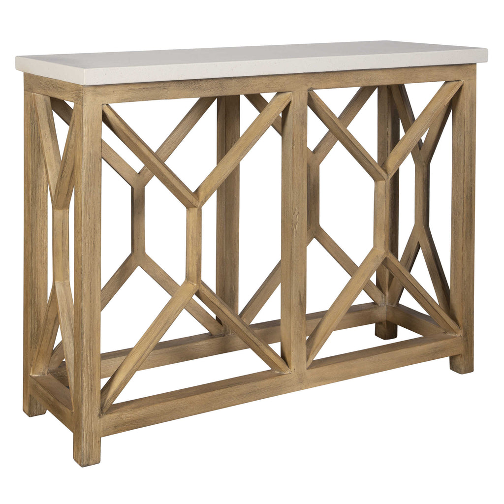 Catali Ivory Stone Console Table - Bombay Mercantile