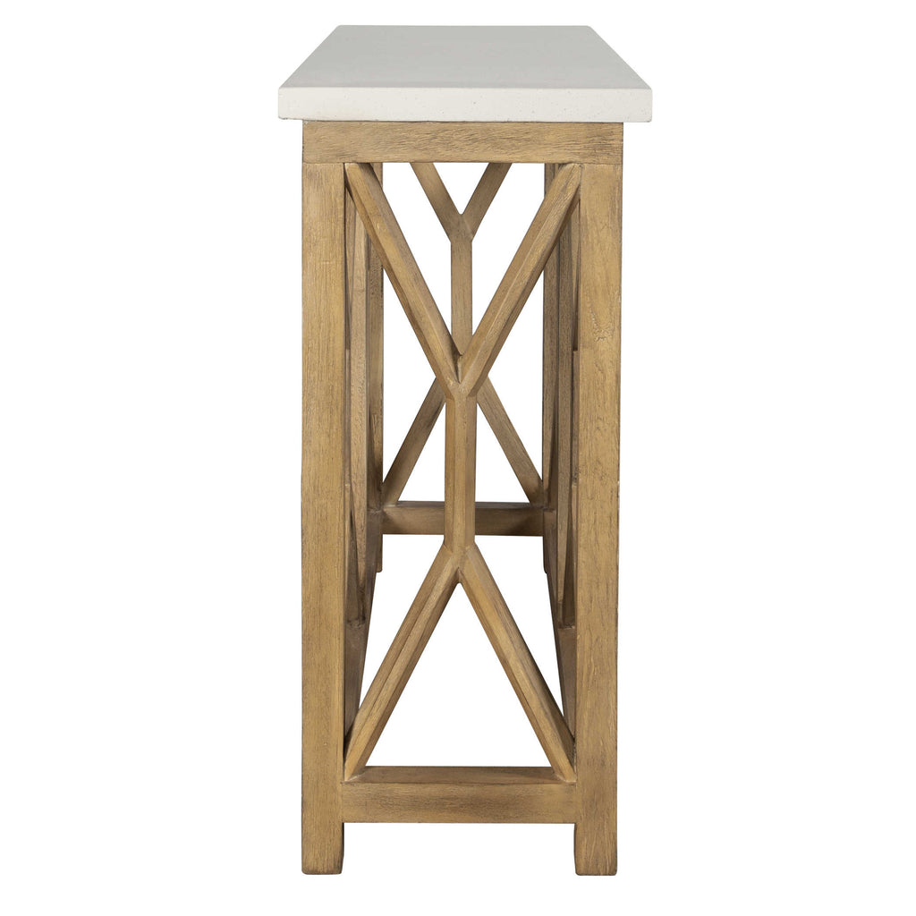 Catali Ivory Stone Console Table - Bombay Mercantile