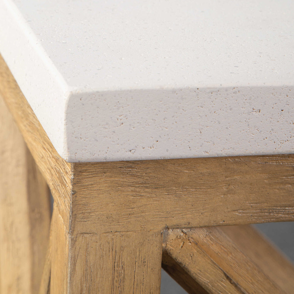 Catali Ivory Stone Console Table - Bombay Mercantile