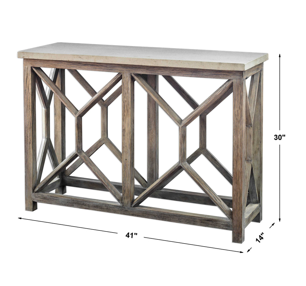 Catali Ivory Stone Console Table - Bombay Mercantile