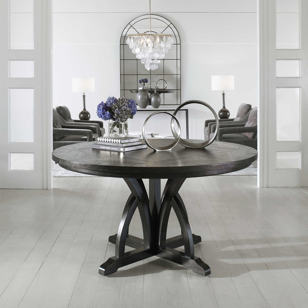 Maiva Round Black Dining Table - Bombay Mercantile