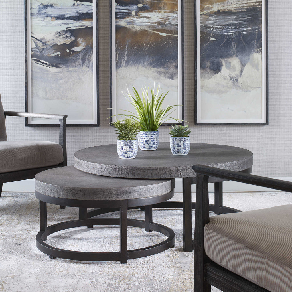 Aiyara Gray Nesting Tables, S/2 - Bombay Mercantile