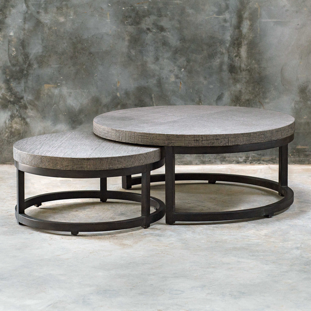 Aiyara Gray Nesting Tables, S/2 - Bombay Mercantile