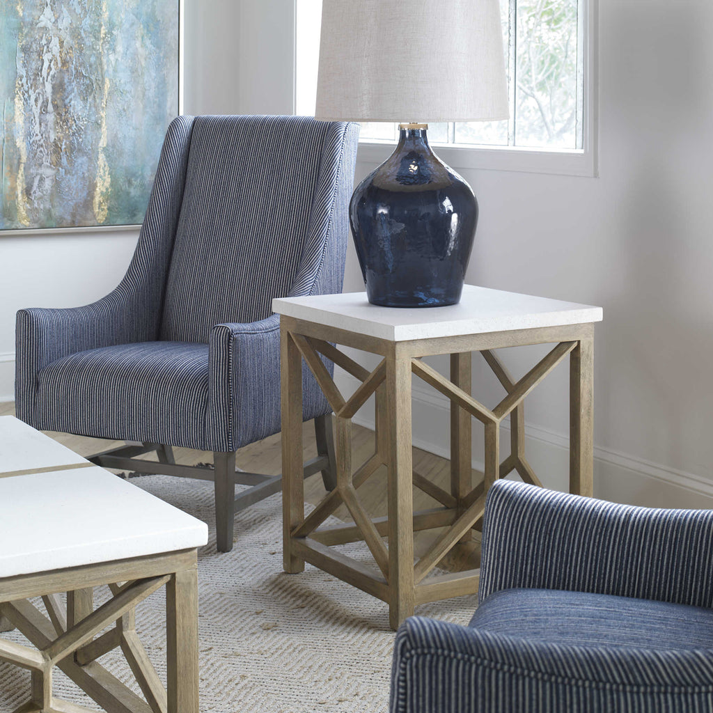 Catali Stone End Table - Bombay Mercantile