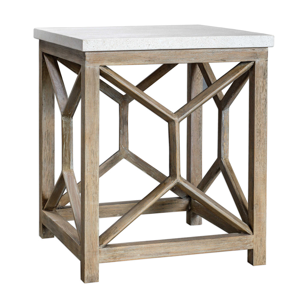 Catali Stone End Table - Bombay Mercantile
