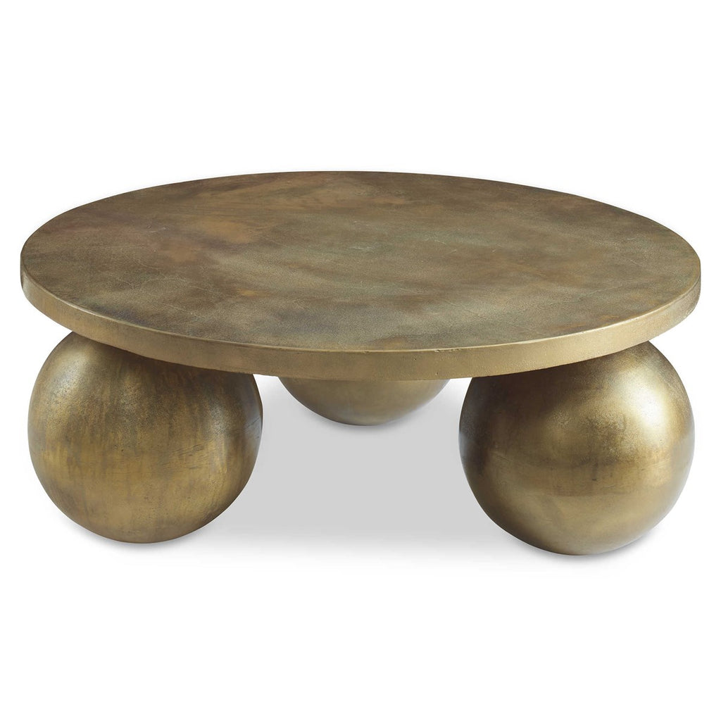 Triplet Antique Brass Coffee Table - Bombay Mercantile