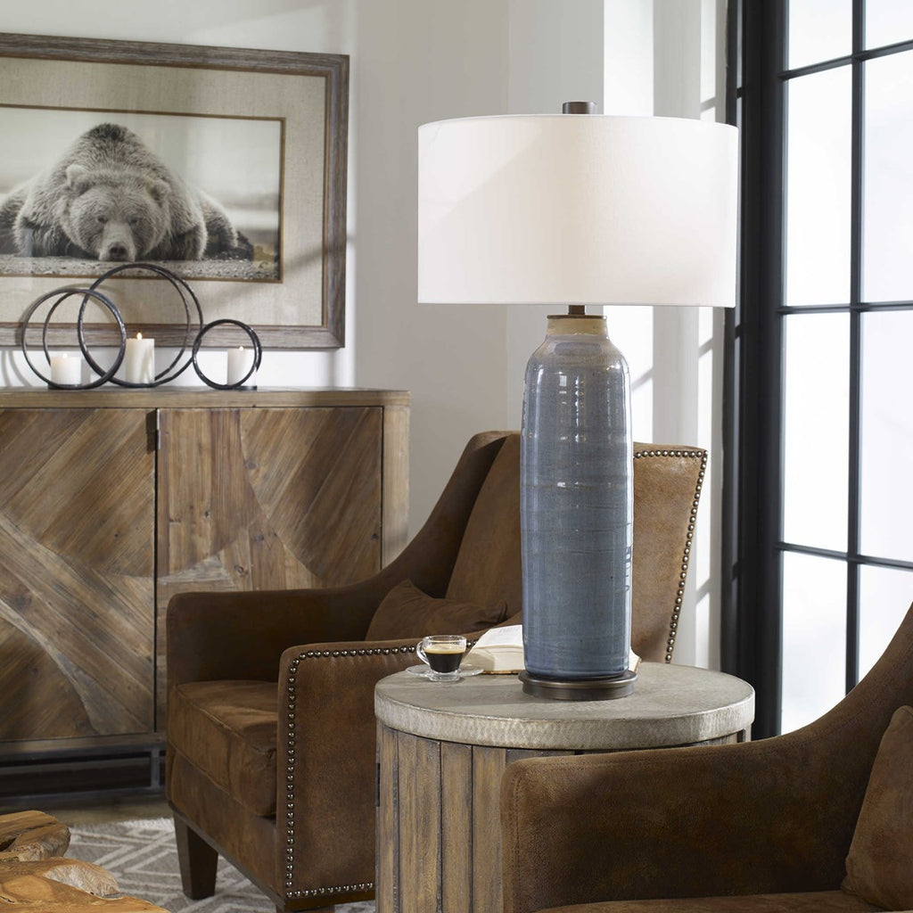 Vicente Slate Blue Table Lamp - Bombay Mercantile