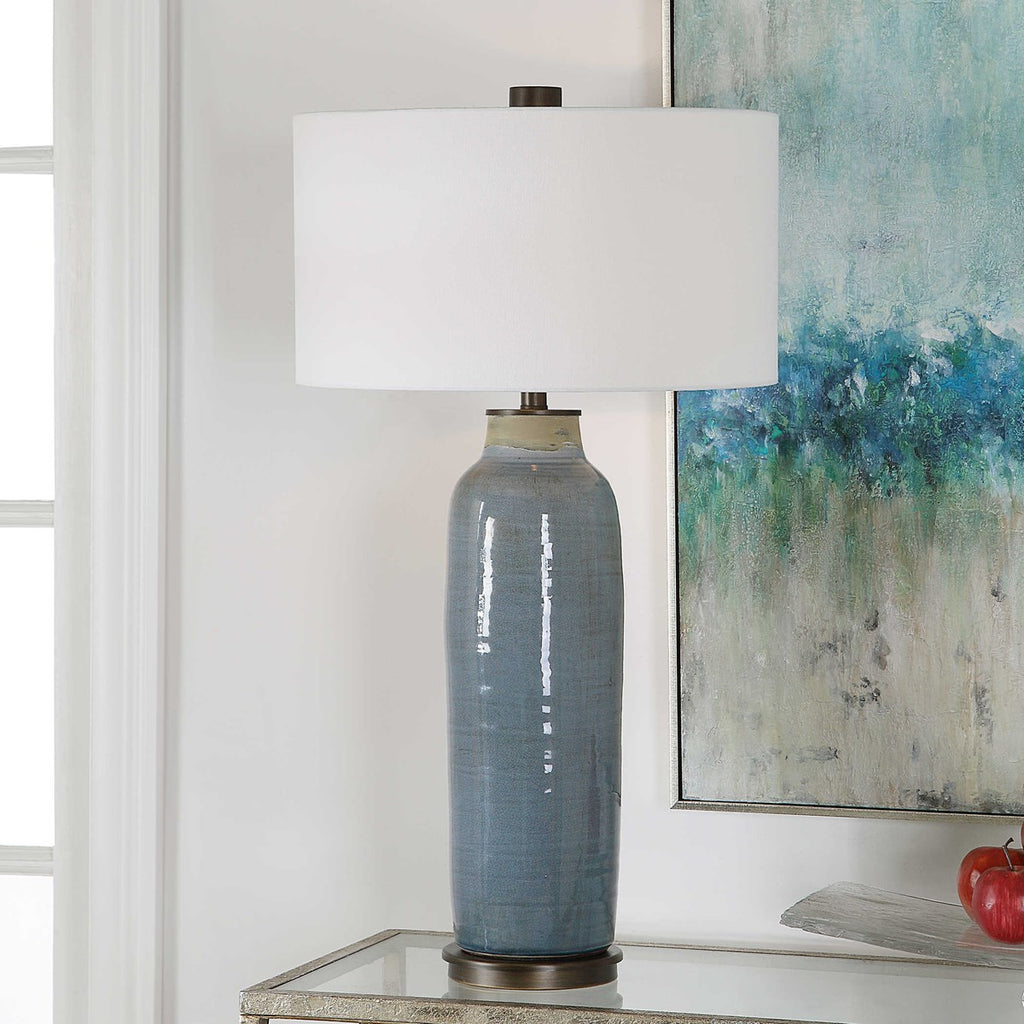 Vicente Slate Blue Table Lamp - Bombay Mercantile