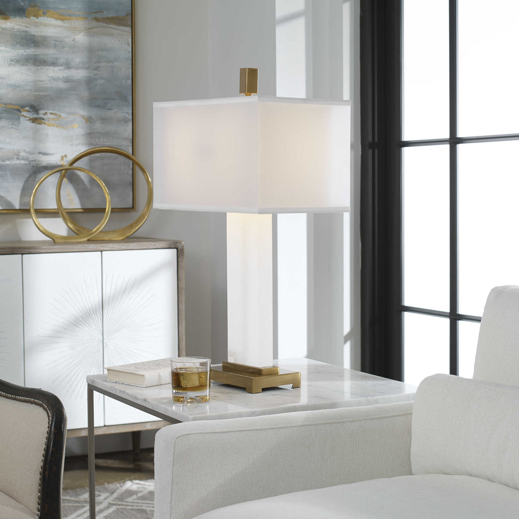 Athanas Alabaster Lamp - Bombay Mercantile
