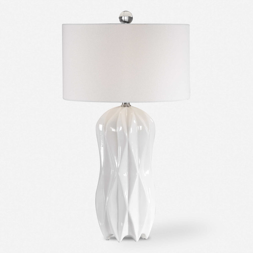 Malena Glossy White Table Lamp - Bombay Mercantile