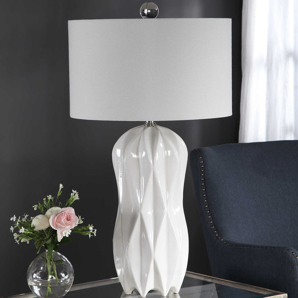 Malena Glossy White Table Lamp - Bombay Mercantile