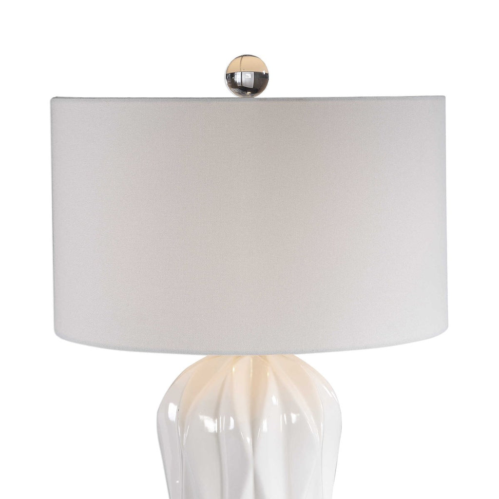 Malena Glossy White Table Lamp - Bombay Mercantile
