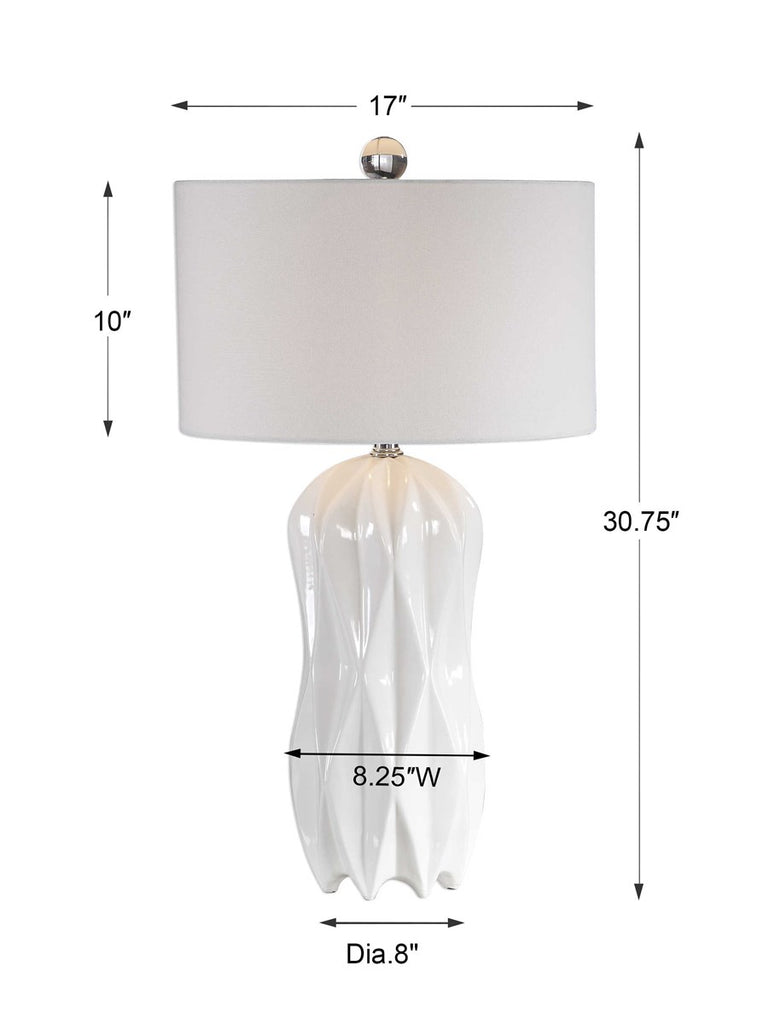 Malena Glossy White Table Lamp - Bombay Mercantile