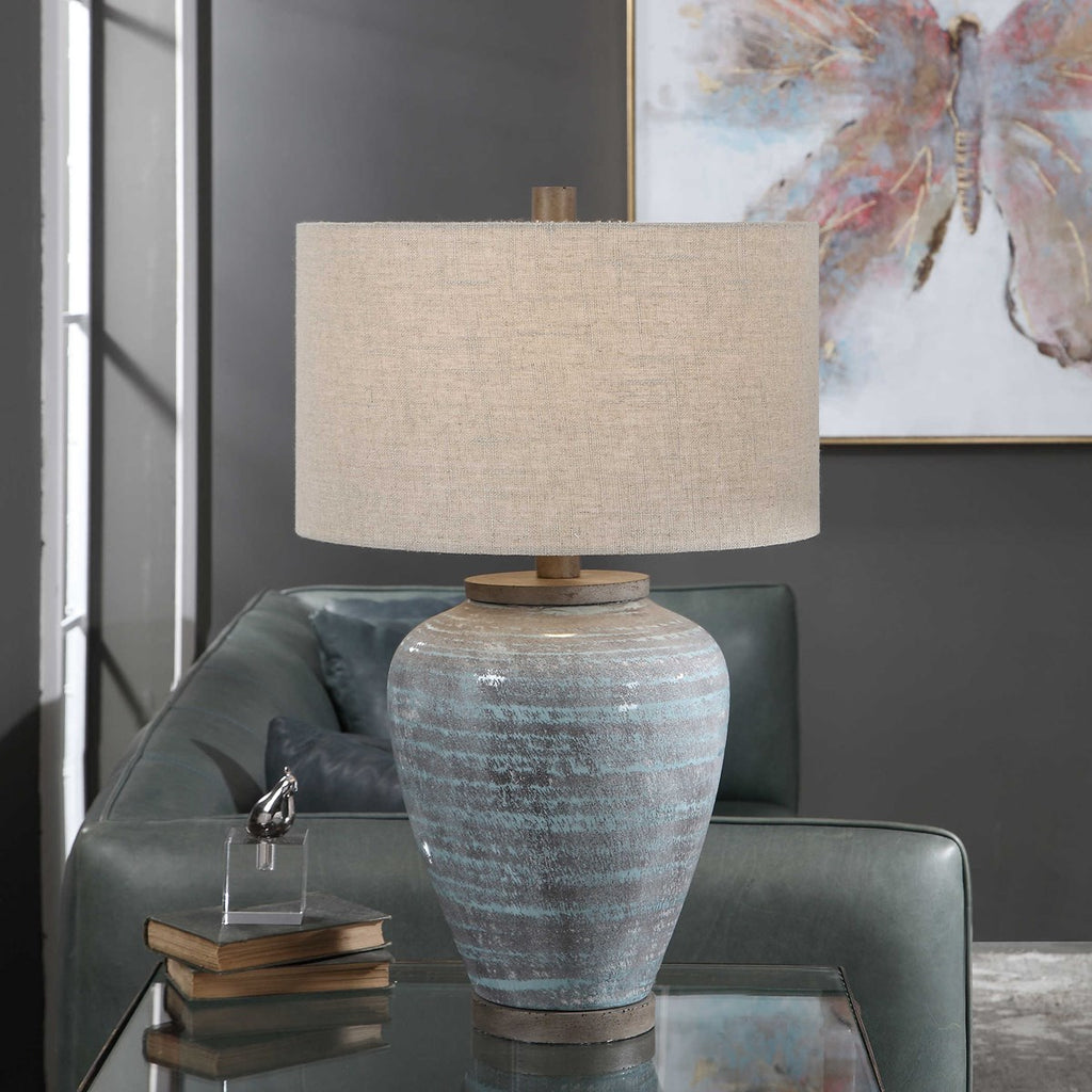 Pelia Light Aqua Table Lamp - Bombay Mercantile