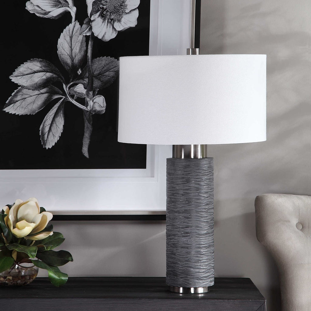 Strathmore Stone Gray Table Lamp - Bombay Mercantile