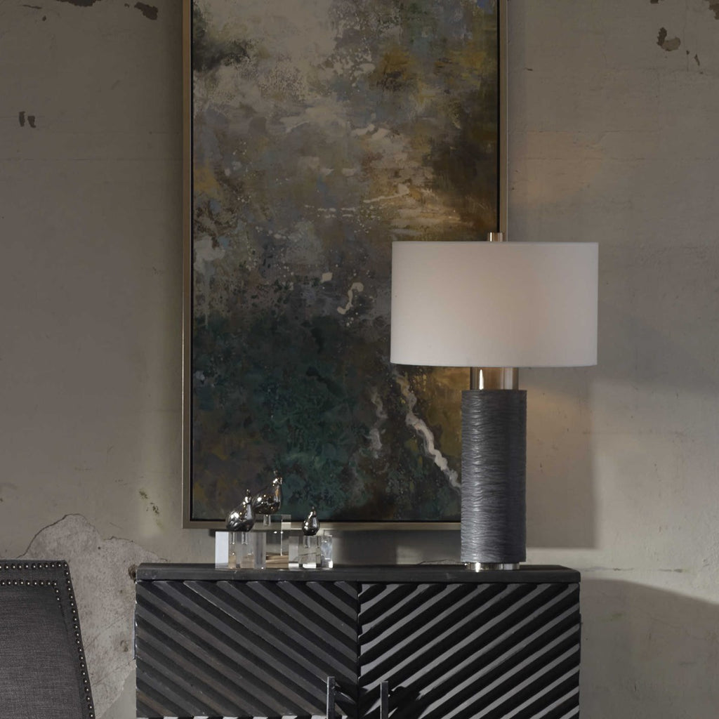 Strathmore Stone Gray Table Lamp - Bombay Mercantile