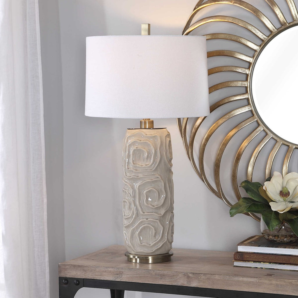 Zade Warm Gray Table Lamp - Bombay Mercantile