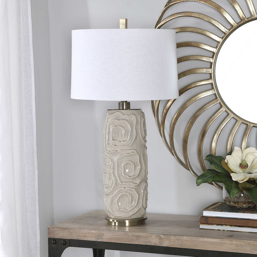 Zade Warm Gray Table Lamp - Bombay Mercantile