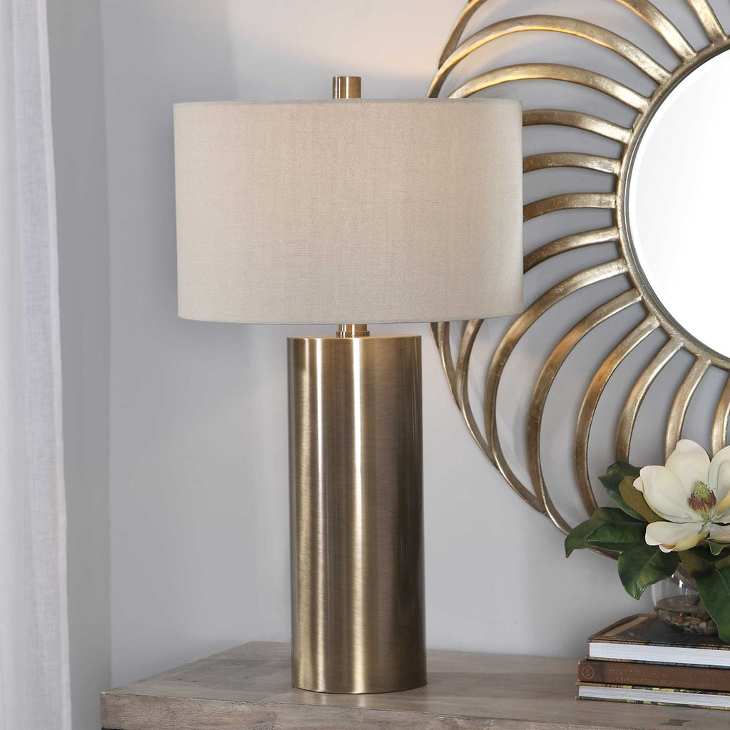 Taria Brushed Brass Table Lamp - Bombay Mercantile