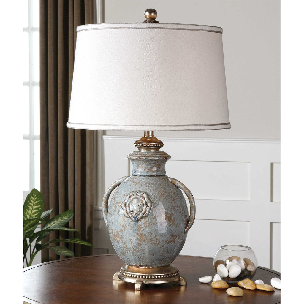 Cancello Blue Glaze Lamp - Bombay Mercantile