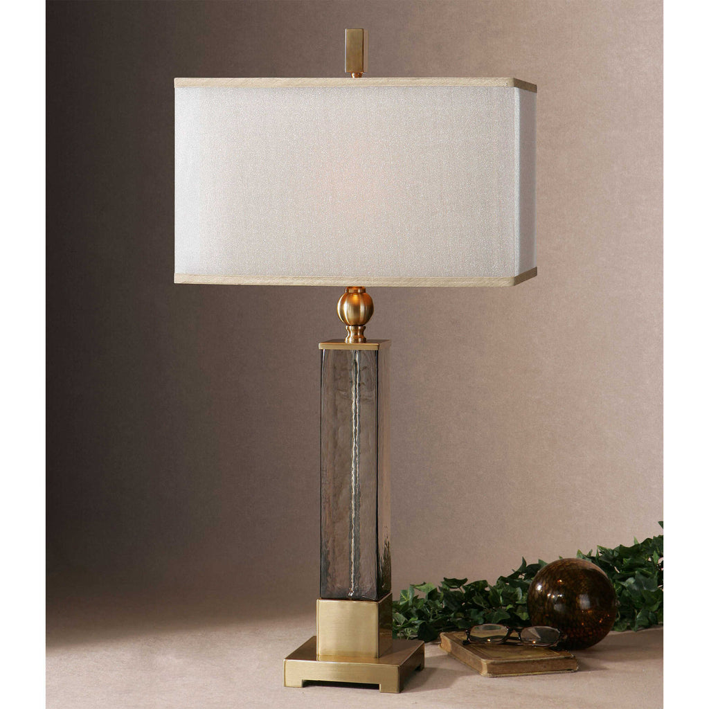 Caecilia Amber Glass Table Lamp - Bombay Mercantile