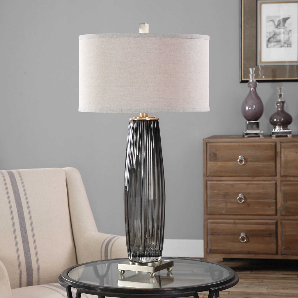 Vilminore Gray Glass Table Lamp - Bombay Mercantile