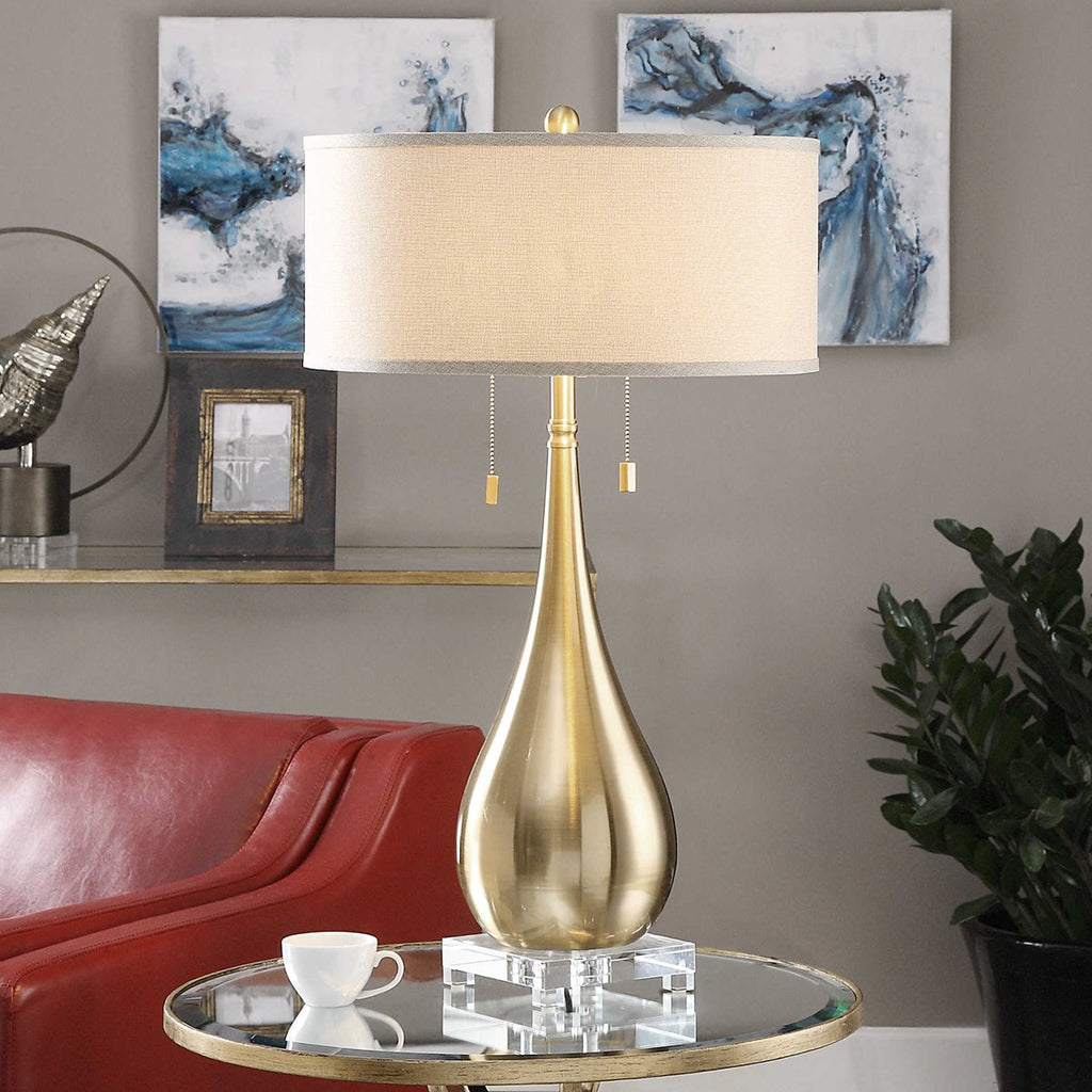 Lagrima Brushed Brass Lamp - Bombay Mercantile