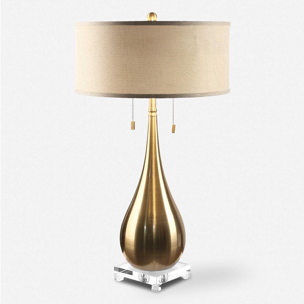 Lagrima Brushed Brass Lamp - Bombay Mercantile