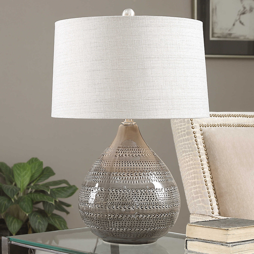 Batova Smoke Gray Lamp - Bombay Mercantile
