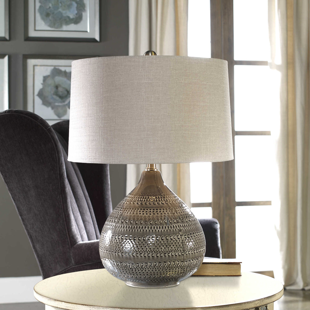 Batova Smoke Gray Lamp - Bombay Mercantile
