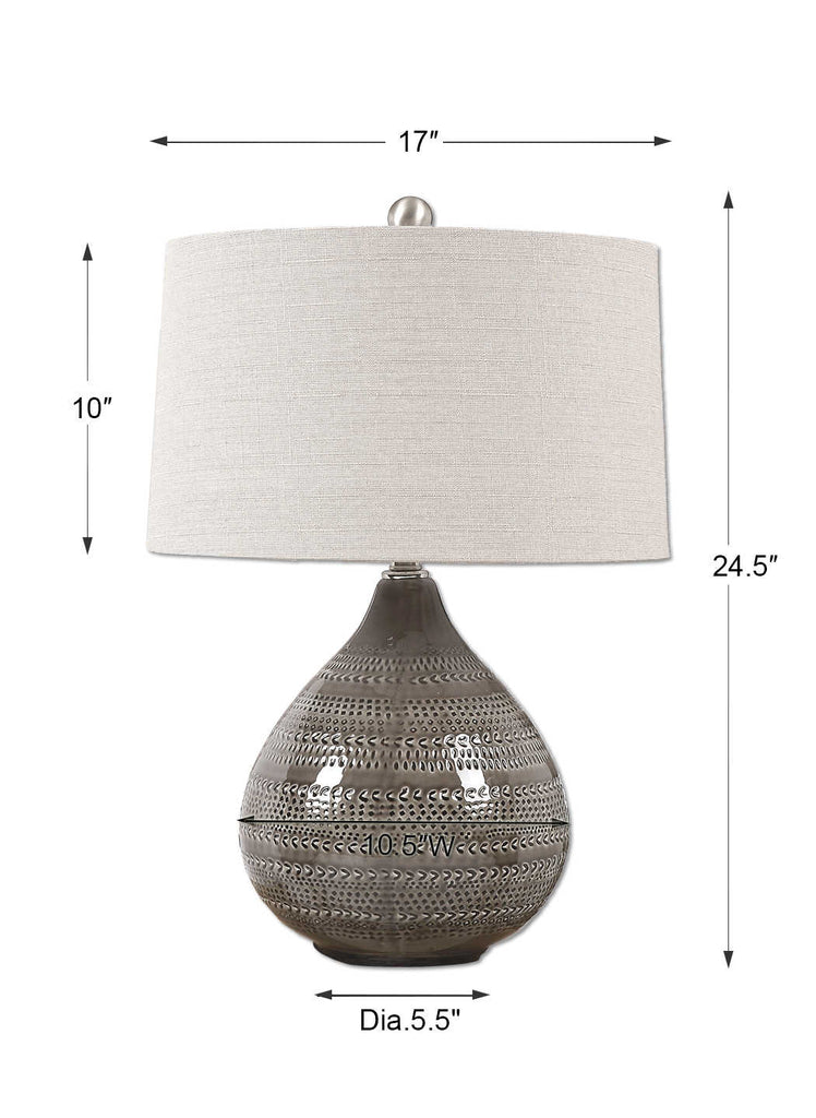 Batova Smoke Gray Lamp - Bombay Mercantile