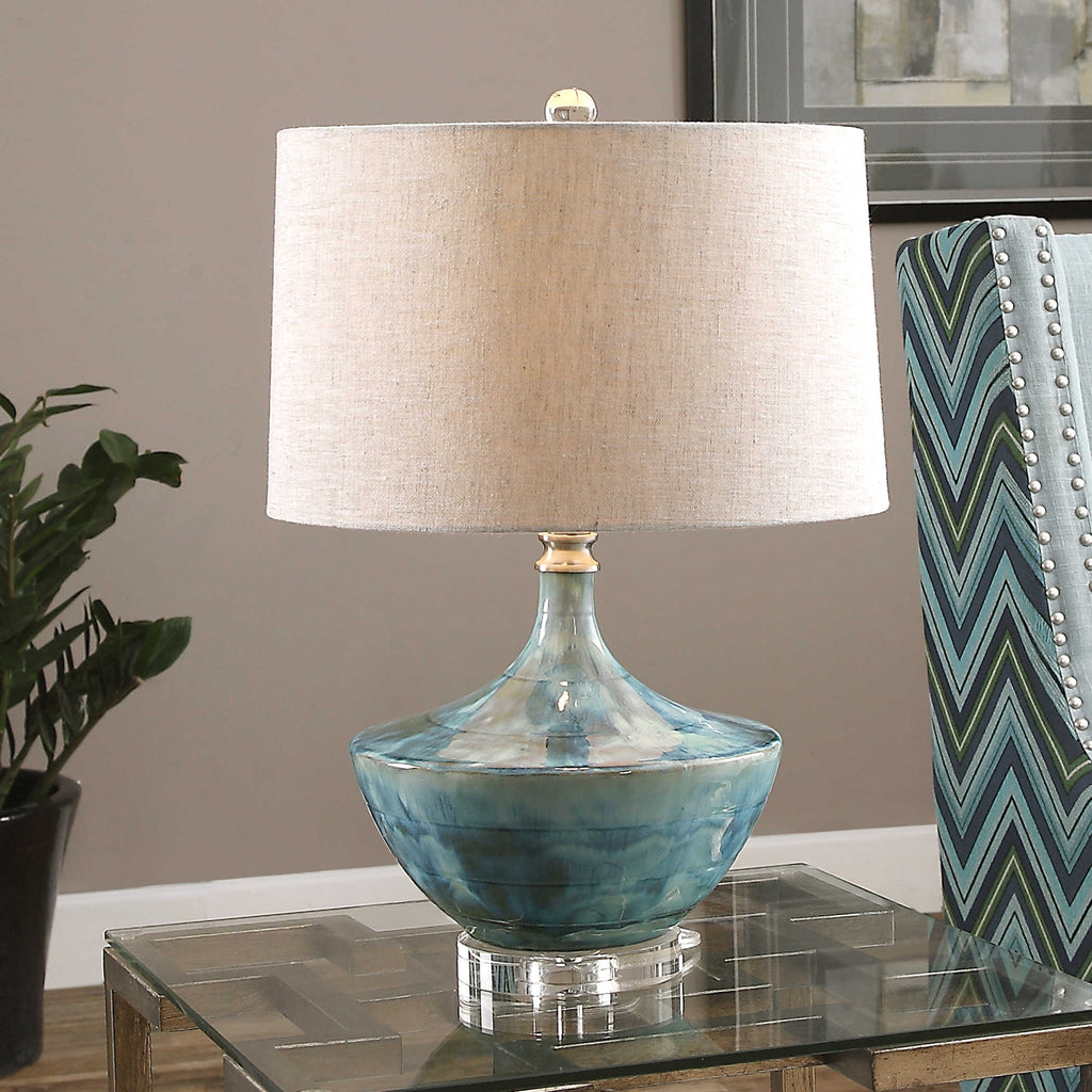 Chasida Blue Ceramic Lamp - Bombay Mercantile