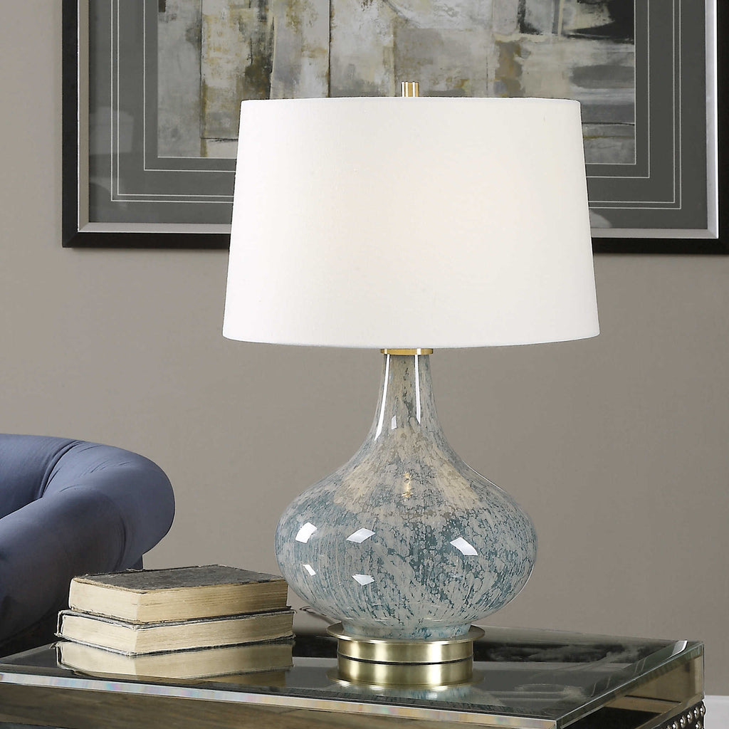 Celinda Blue Gray Glass Lamp - Bombay Mercantile