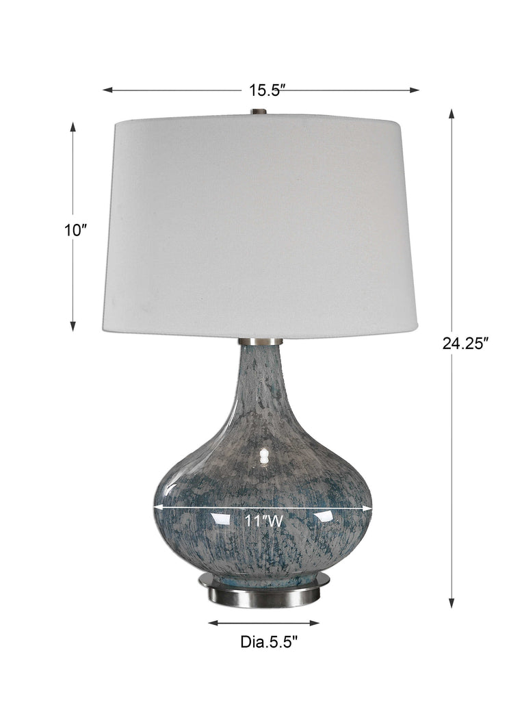 Celinda Blue Gray Glass Lamp - Bombay Mercantile