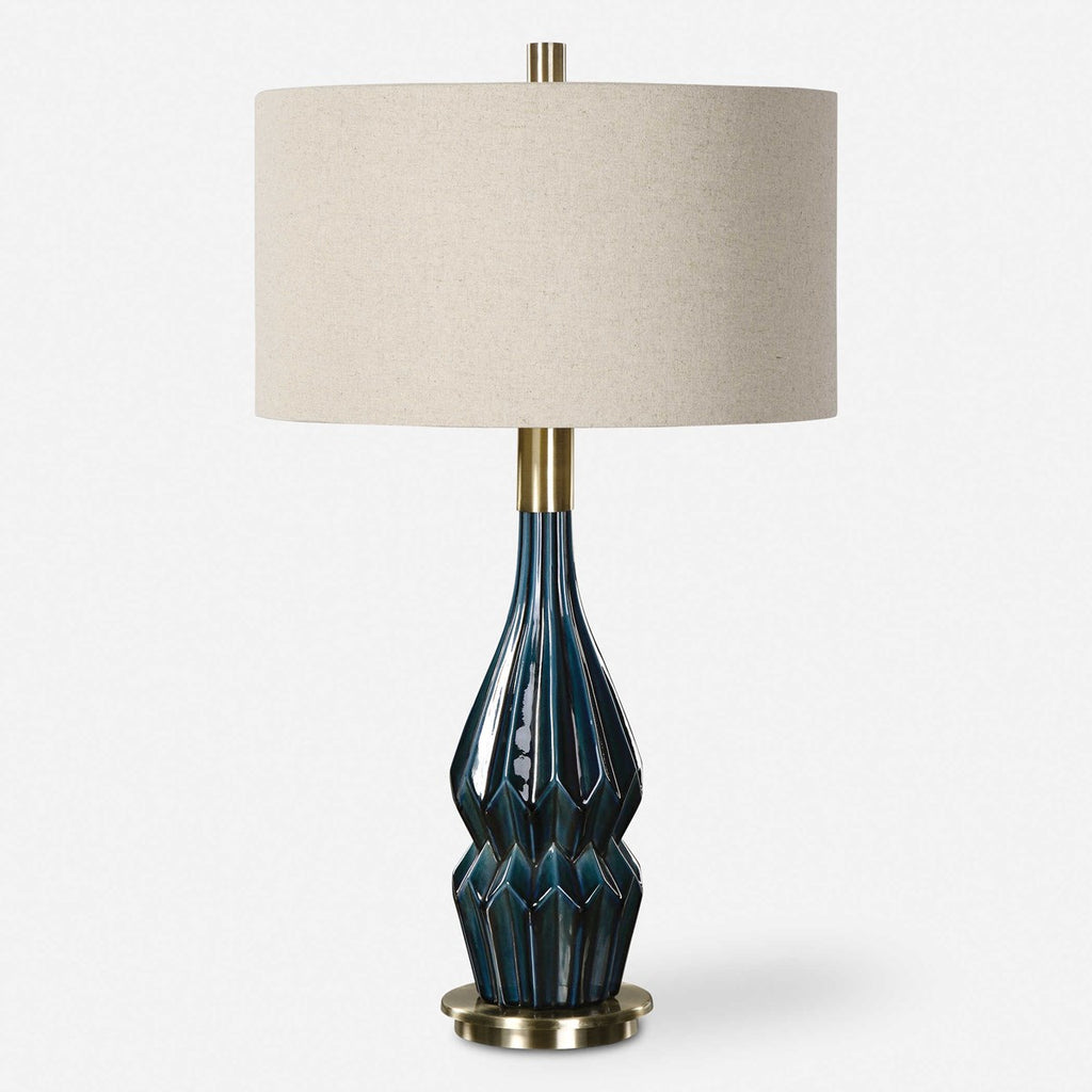 Prussian Blue Ceramic Lamp - Bombay Mercantile