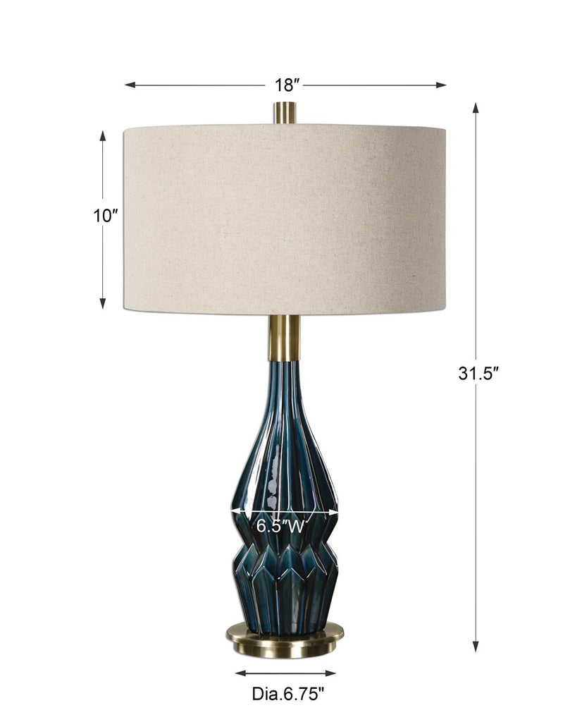 Prussian Blue Ceramic Lamp - Bombay Mercantile